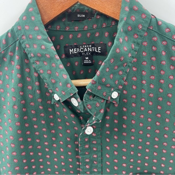 J. Crew Merchantile Flex Slim Forest Green Long Sleeve Button Down Shirt Size M - Picture 2 of 9